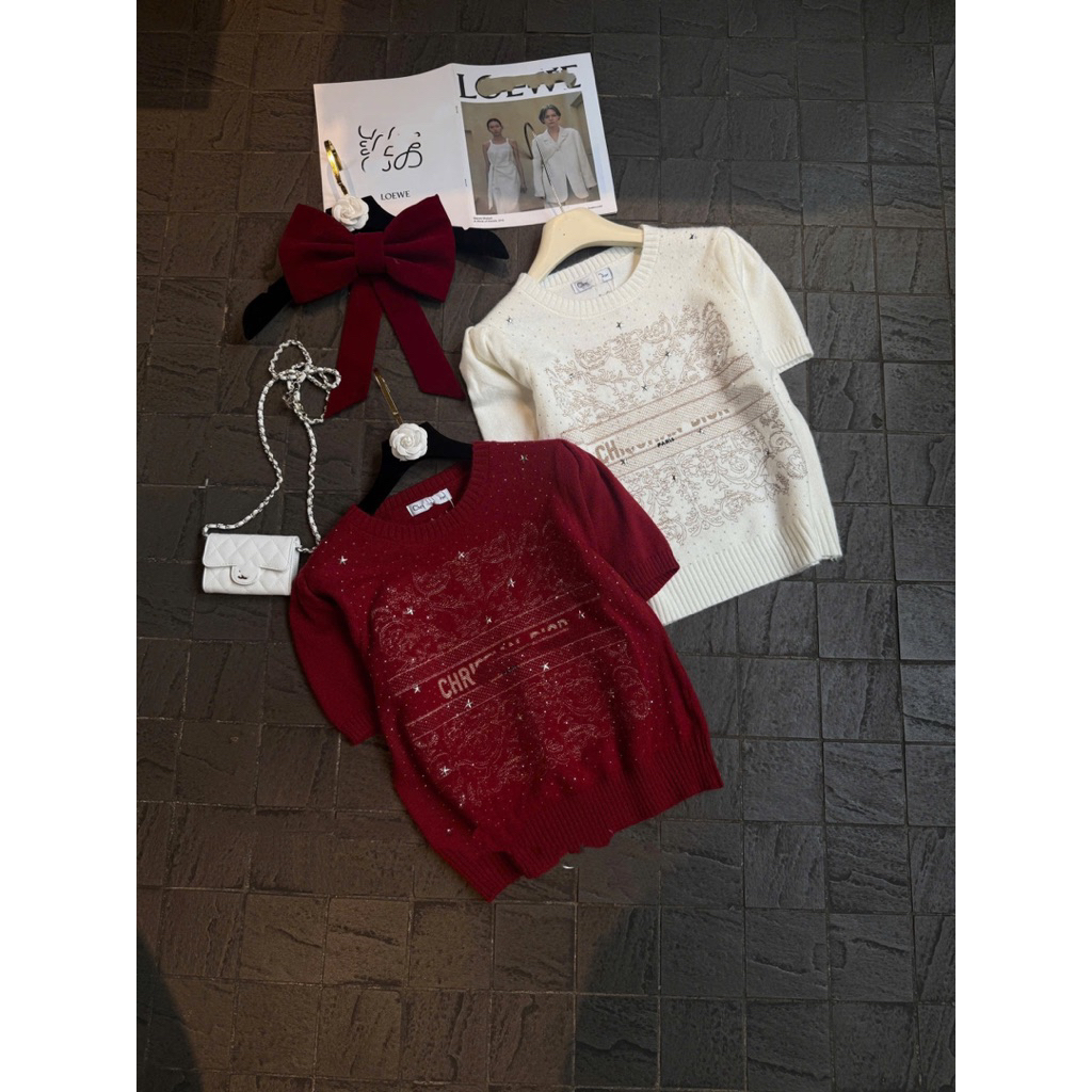 QCCC(D01) เสื้อกันหนาว rhinestone