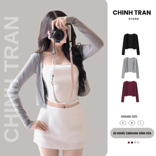 คาร์ดิแกนผู้หญิง - ทรงกลาง ผ้าคอตตอนเนื้อเรียบ นุ่ม เย็นสบาย ยืด Chinh Tran Store - BUTTONLESS JACKET