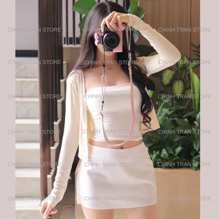 คาร์ดิแกนผู้หญิง - ทรงกลาง ผ้าคอตตอนเนื้อเรียบ นุ่ม เย็นสบาย ยืด Chinh Tran Store - BUTTONLESS JACKET