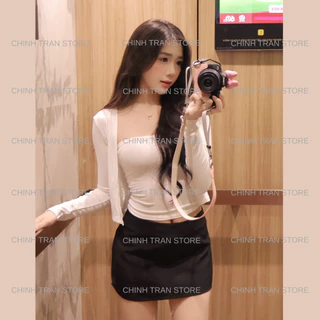 คาร์ดิแกนผู้หญิง - ทรงกลาง ผ้าคอตตอนเนื้อเรียบ นุ่ม เย็นสบาย ยืด Chinh Tran Store - BUTTONLESS JACKET