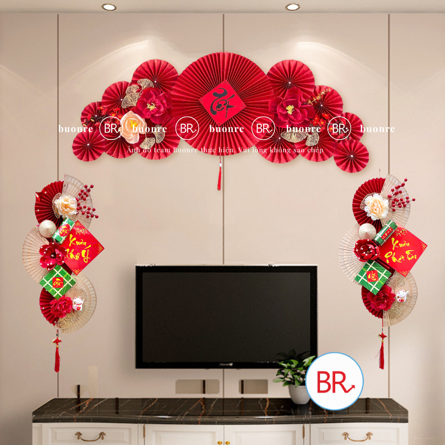 LUXURY VIP26 ชุดพัดลมดอกไม้สําหรับ TET DECORTATION - ไม้แขวนเสื้อติดผนัง NTXVIP01