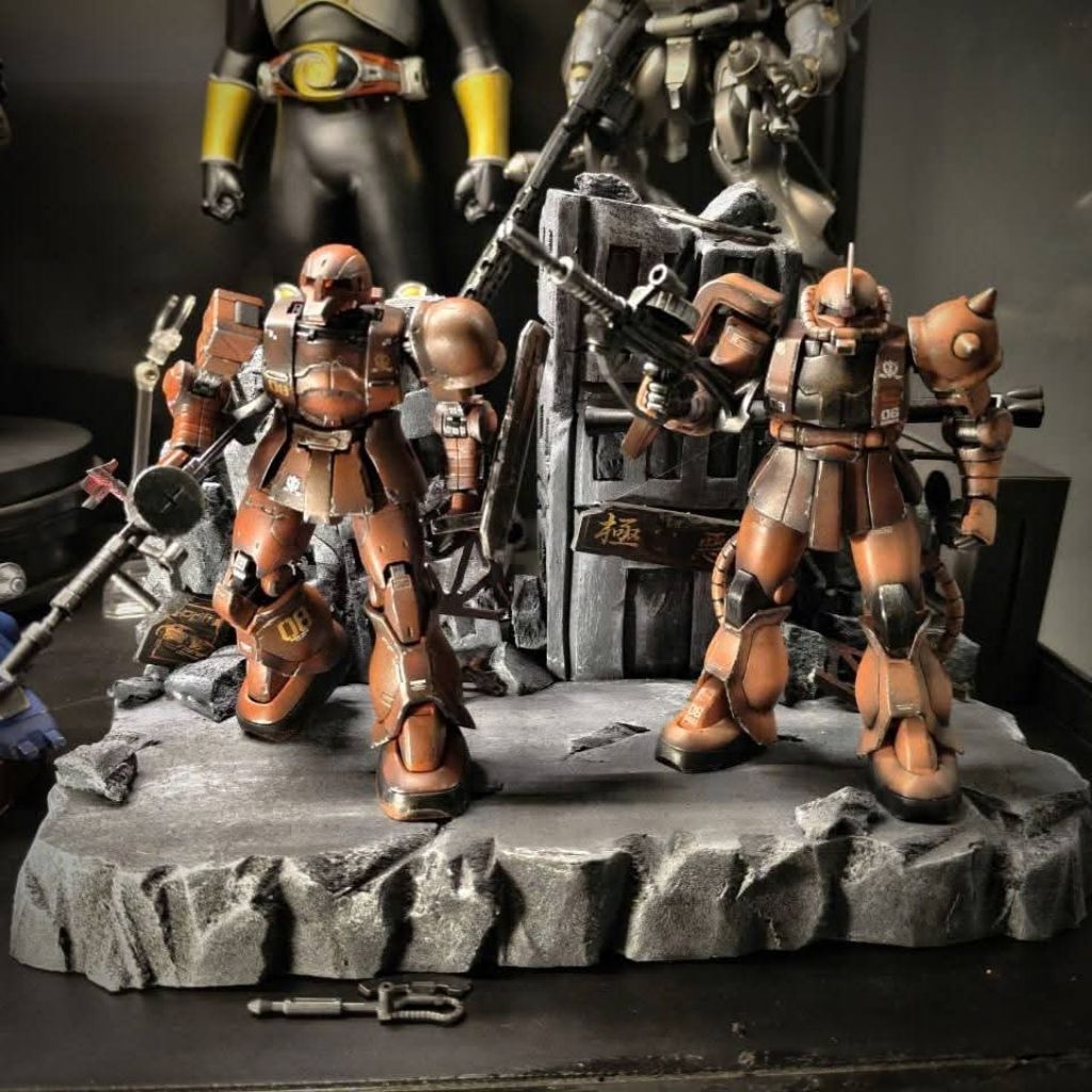 Diorama battle dame Zaku 1+ Zaku II ที่กําหนดเอง