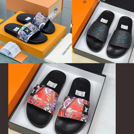 รองเท้าแตะสายไขว้ผู้ชาย LV สวยมากพิมพ์ลายดอกไม้ - รองเท้าแตะผู้ชาย LV สวมใส่สบายมาก รุ่นสวย 2025