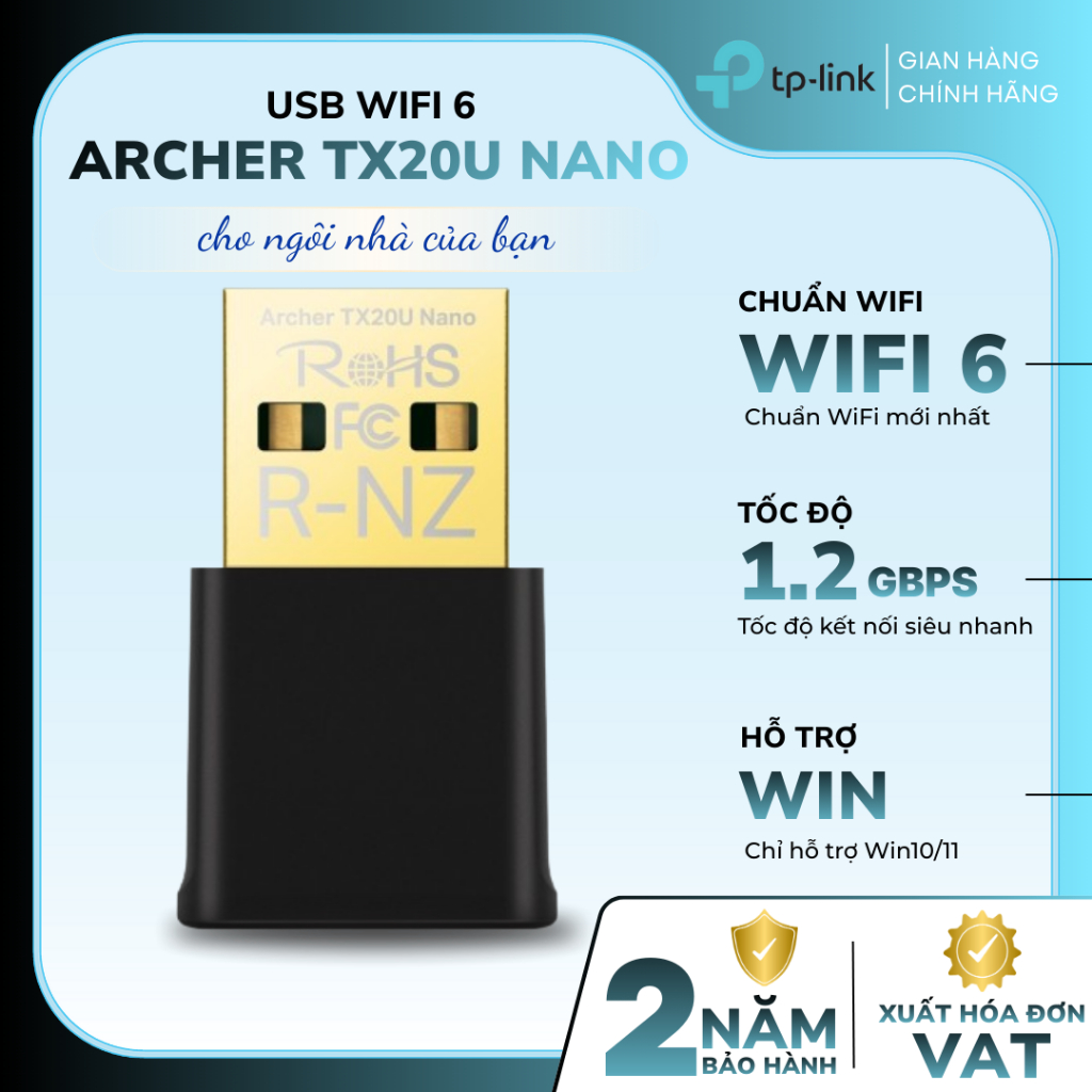 USB Wi-Fi 6 Nano TP-Link Archer TX20U | WIFI 6 ความเร็ว 1.2Gbps รองรับ Win10/11