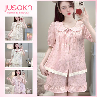 [DEAL MỞ BÁN] Bộ Đồ Ngủ Nữ Pijama JUSOKA DU01 Cổ Sen Vạt Ren Trắng Chất Đũi Hàn Siêu Xinh Nhiều Họa Tiết Dễ Thương