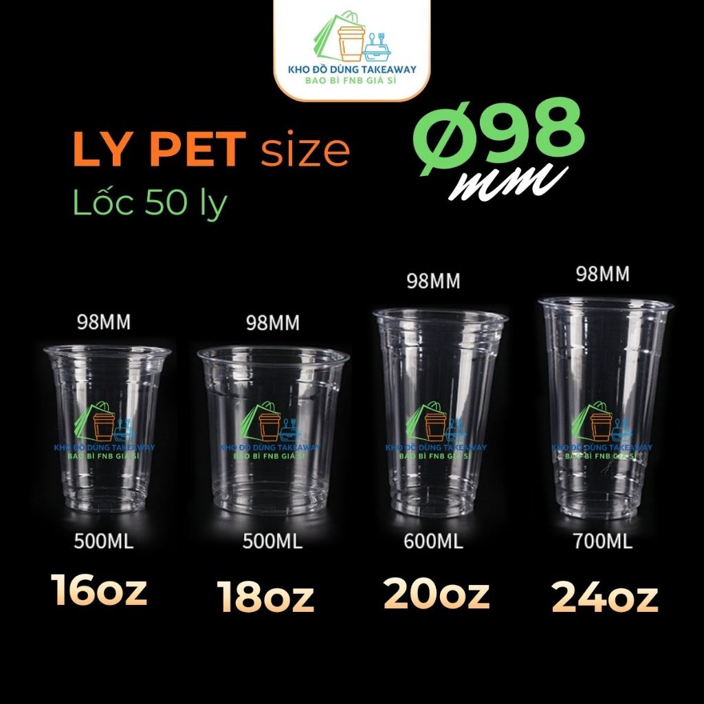(จํานวนมาก 50) ถ้วยพลาสติก PET 98mm 16oz/18oz/20oz/24oz 500ml - 700ml – ถ้วย PET ขนาด L สําหรับชานม, น้ําแข็งผสม