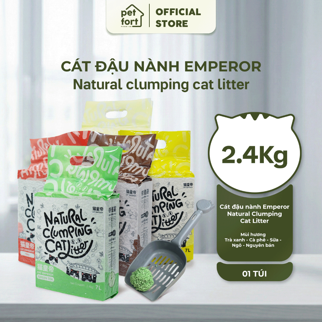 Tofu ทรายแมวถั่วเหลืองธรรมชาติ - ถุงขยะแมว 7L - 4.2kg Pet Fort