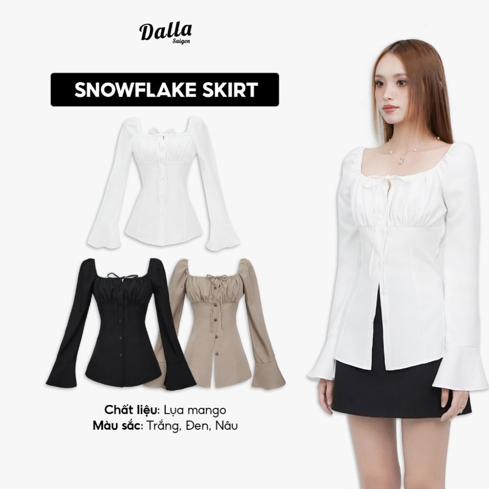 DALLA เสื้อเชิ้ตแขนบานคอเหลี่ยม (SM24) HOT!