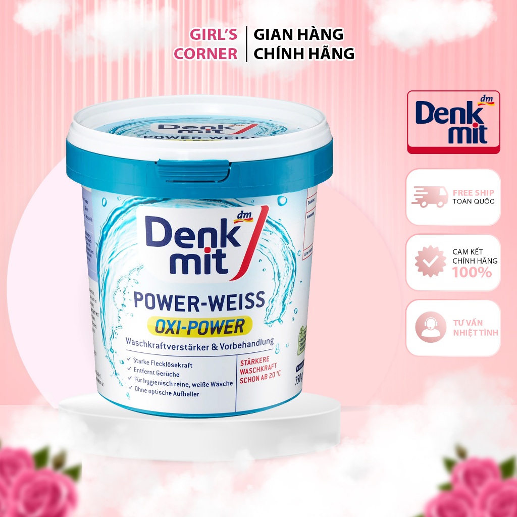 Denkmit Oxi Power Bleaching Powder 750g Deep Clean Deodorant สําหรับเสื้อผ้าสีขาว