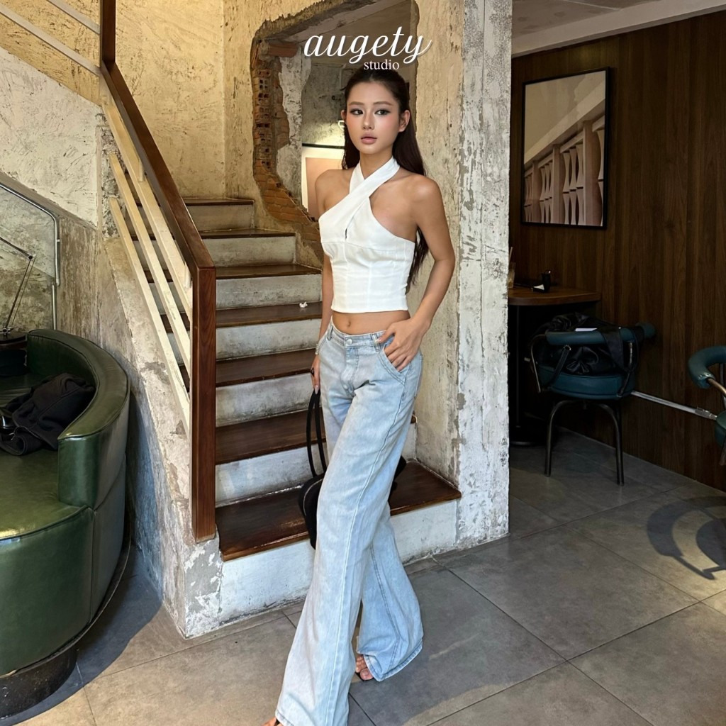 Augety Studio CICI JEANS กางเกงยีนส์ขาบาน Low-Rise - รูปที่ 6
