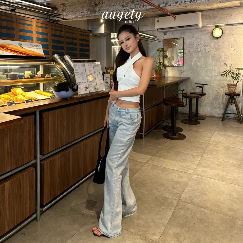 Augety Studio CICI JEANS กางเกงยีนส์ขาบาน Low-Rise - รูปที่ 3