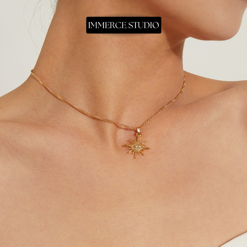 สร้อยคอดวงอาทิตย์ชุบทองคุณภาพสูง Noble Elegant Alloy สร้อยคอ VCV-MTr