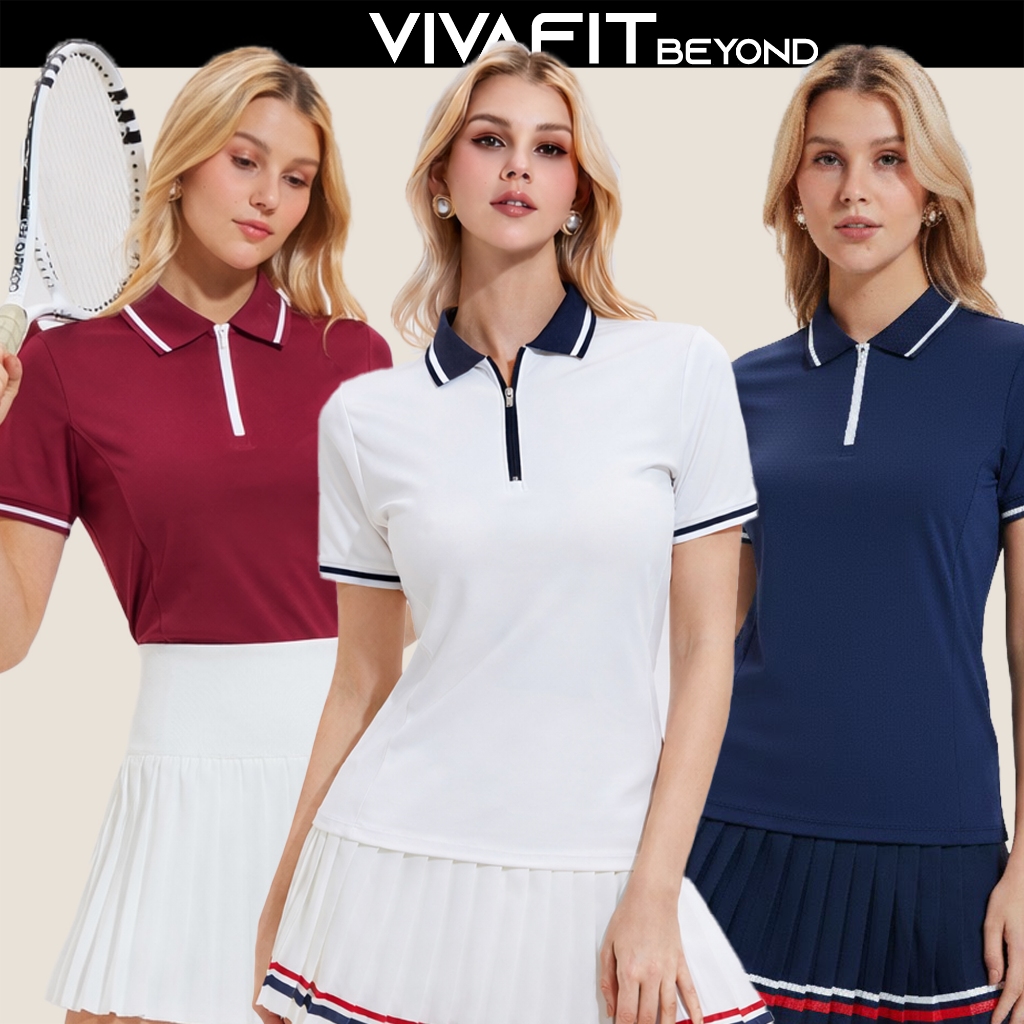 COSLEAF Aviation เสื้อโปโลกีฬาผู้หญิงทําจากผ้ายืดหยุ่นสุดเท่เหมาะสําหรับ Pickleball, Tennis