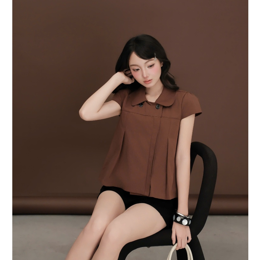 NOODLES - เสื้อเชิ้ต BABYDOLL WITH LOTUS COLLAR WITH BUTTONS - SOYO TOP