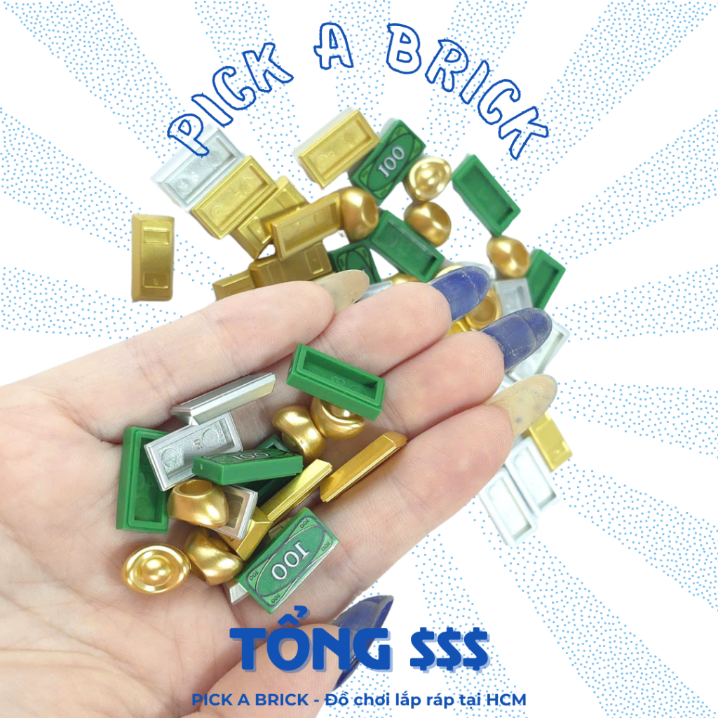 Combo of 5 Gold และ Silver Bars / Dollar Bars / Kim Nguyen Bao - Treasure Objects mini Model Toys