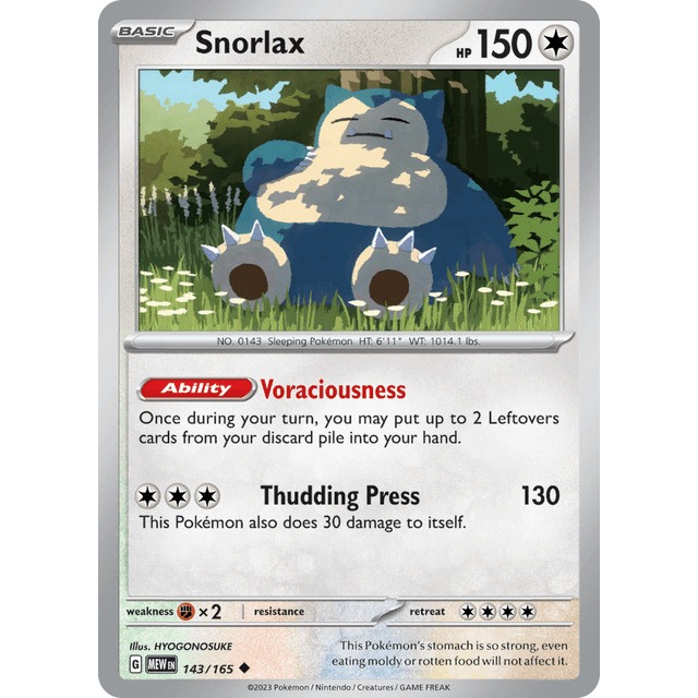 POKÉMON [Pokemon EN Card] Snorlax 143/165 Pokemon 151 (MEW)
