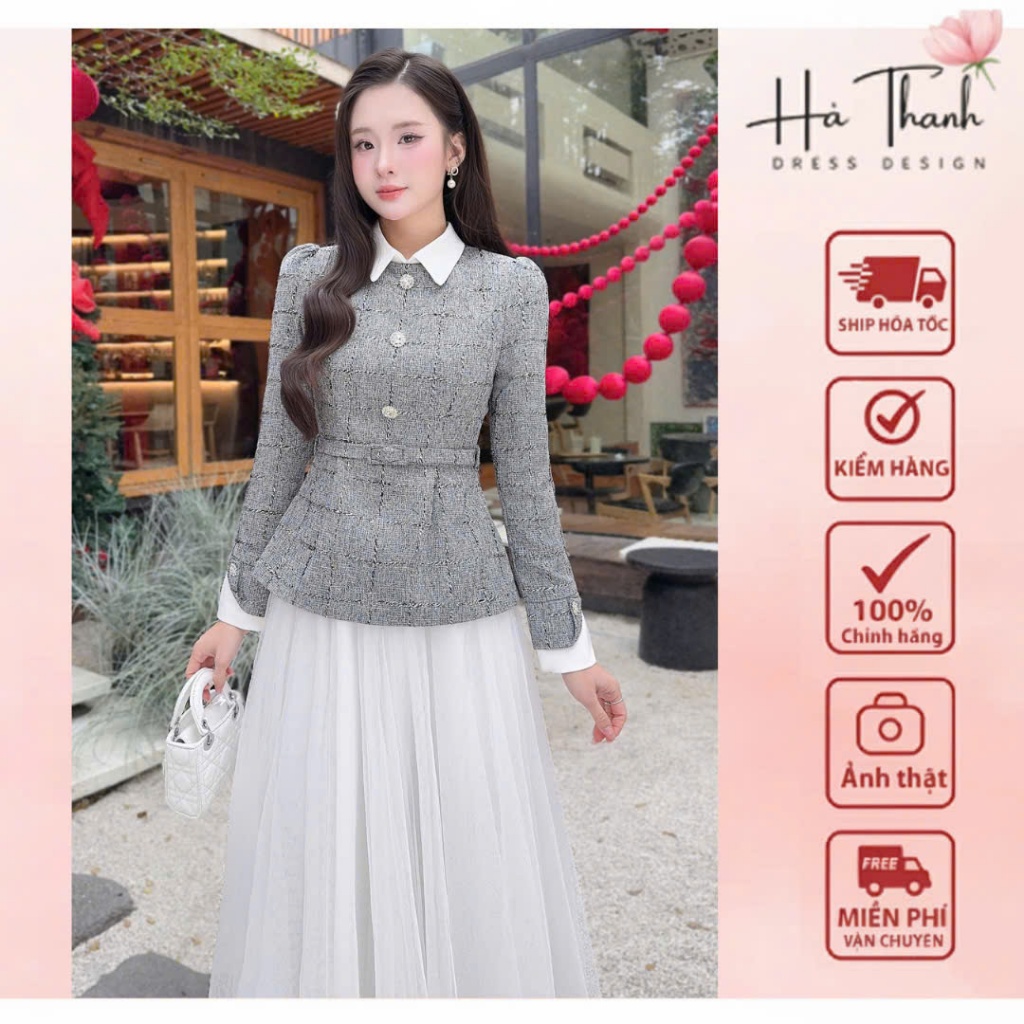 A832, CV2 ชุดชุดราตรีคอปกเยอรมันและกระโปรงบานตาข่ายสีขาว [GENUINE HALE]