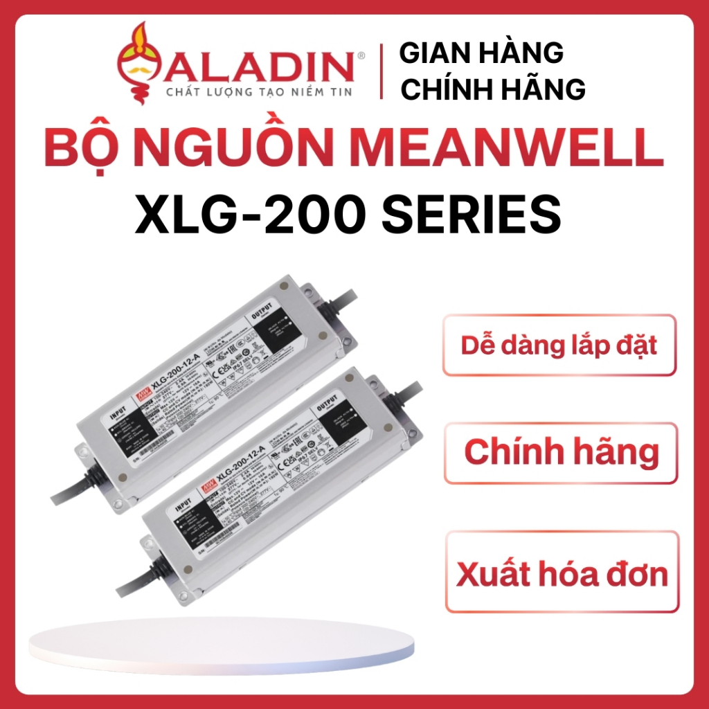 แหล่งพลังงาน LED Driver MEANWELL XLG-200-12-A, XLG-200-24-A, XLG-200-HA ความจุ 200W มาตรฐาน IP67 แท้