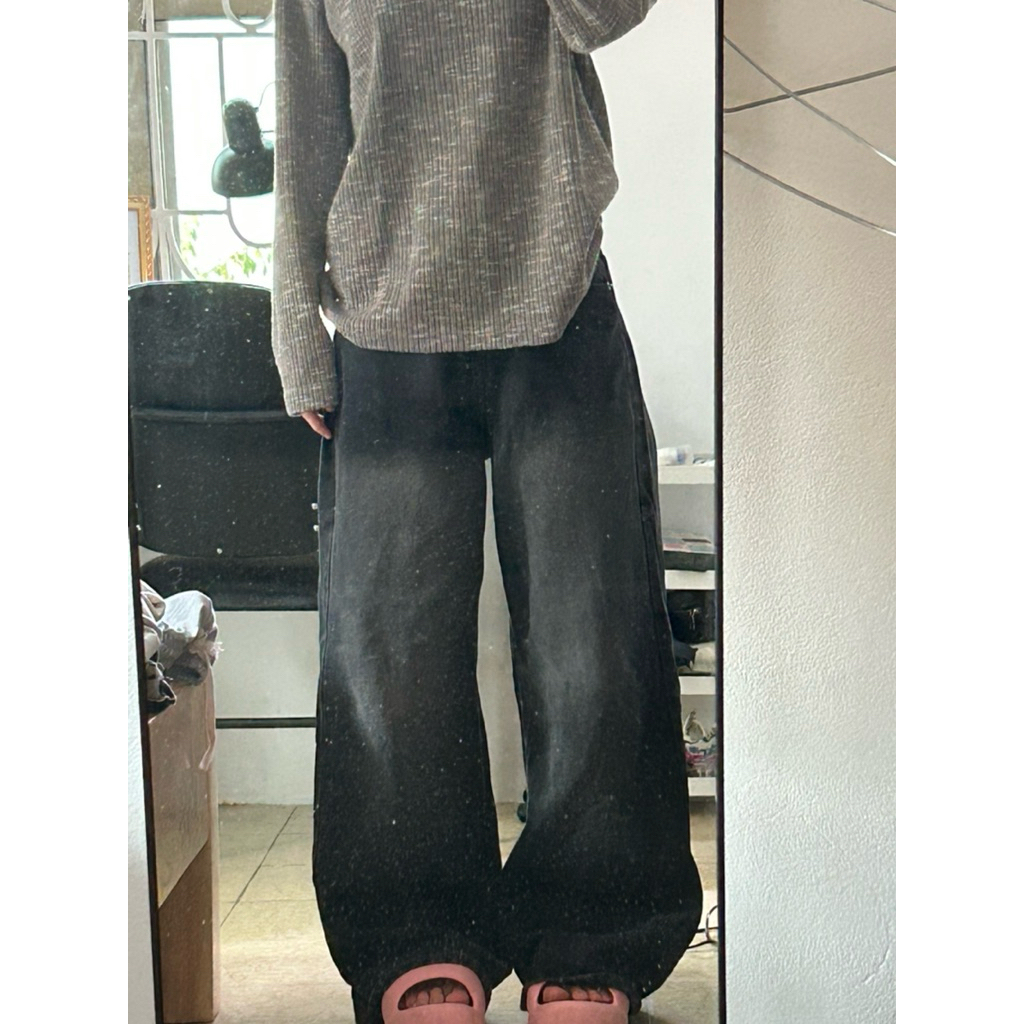 {สีดํา ไซส์ S} WHOSE STUDIO WIDELEG JEANS