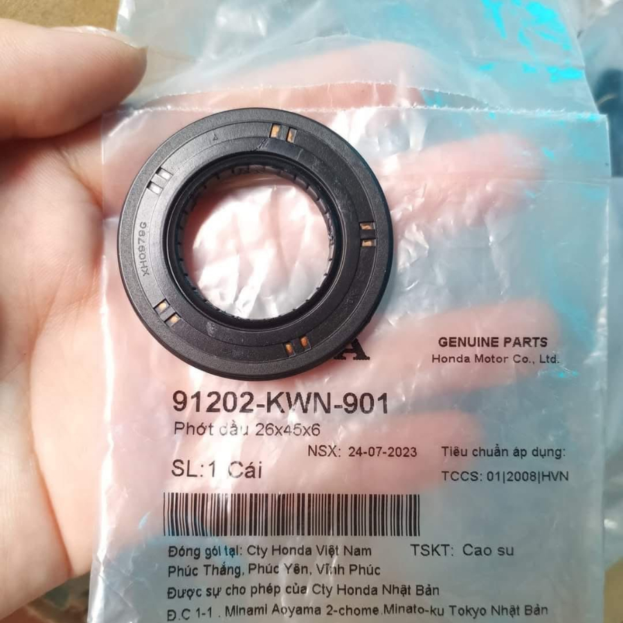 ซีลแกนฮอนด้าแท้ 26x45x6 – Air Blade / Vario / Click / Lead / SH – 91202-KWN-901