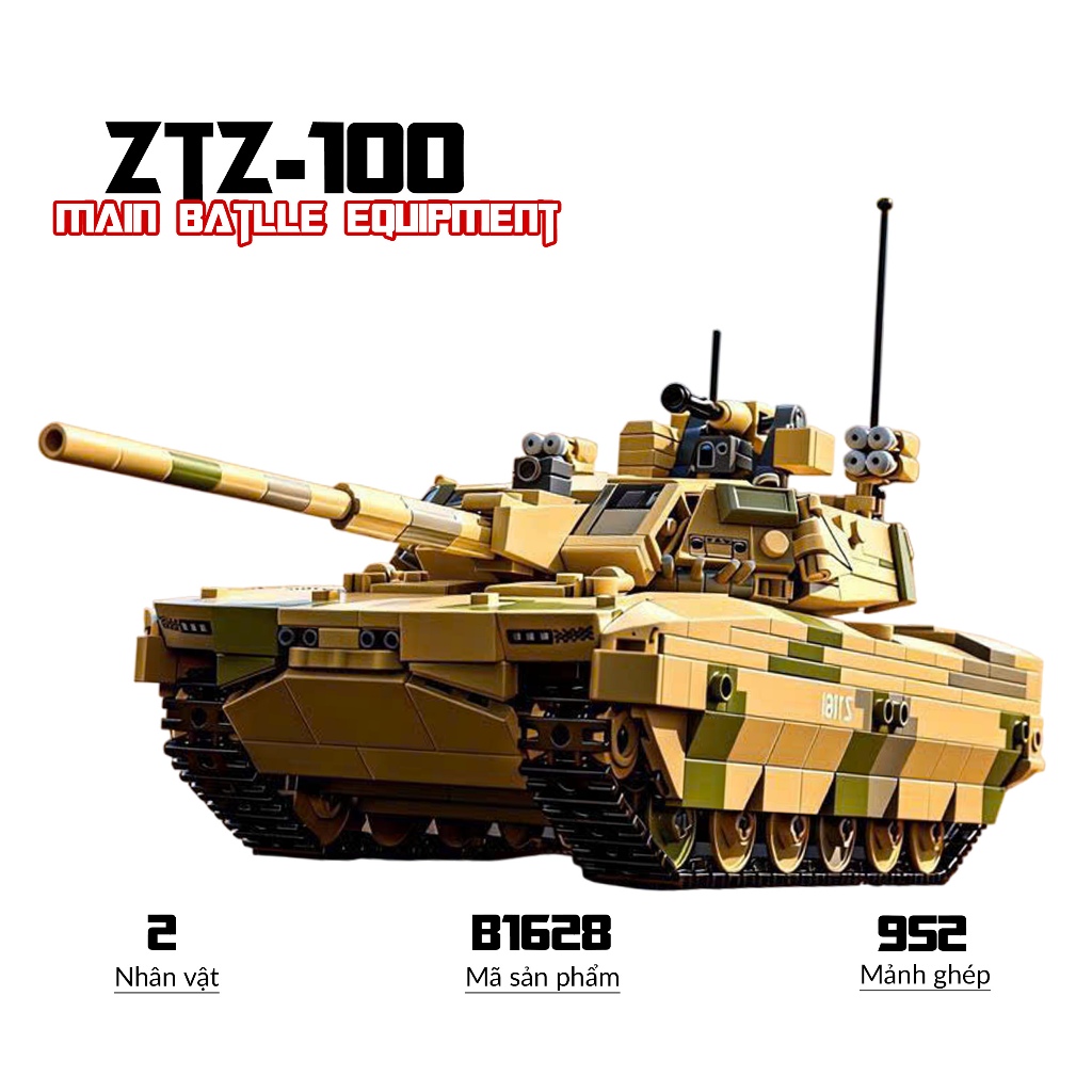 ประกอบถังของเล่น ZTZ-100, Sluban 1628 รถถังหลัก