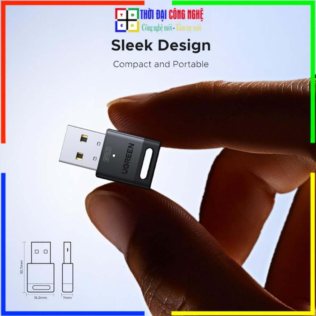 Ugreen CM748 75073 USB Bluetooth 6.0 Receiver สําหรับ PC/แล็ปท็อป Win 11/10/8.1 เชื่อมต่อ 5 อุปกรณ์ 