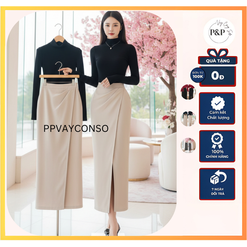 กระโปรงดินสอแยกด้านหน้าและ Hem 93 ซม. ยาวเอวคอนซีลเลอร์ Belly PPVAYCONSO CV184