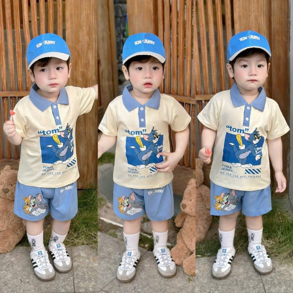 Tom Cat Polo Set Four-Way Stretch Cotton for Boys Size 8-20kg