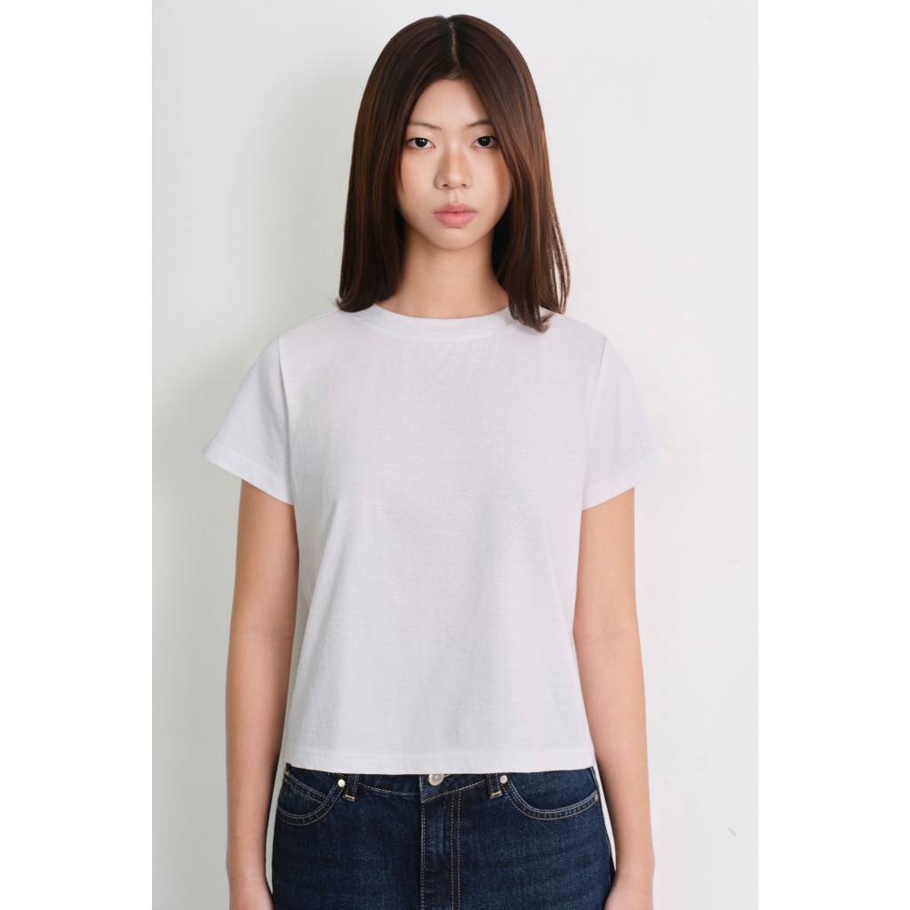 LIBÉ WORKSHOP - เสื้อยืดผ้าฝ้ายสีขาวแขนสั้น 7474