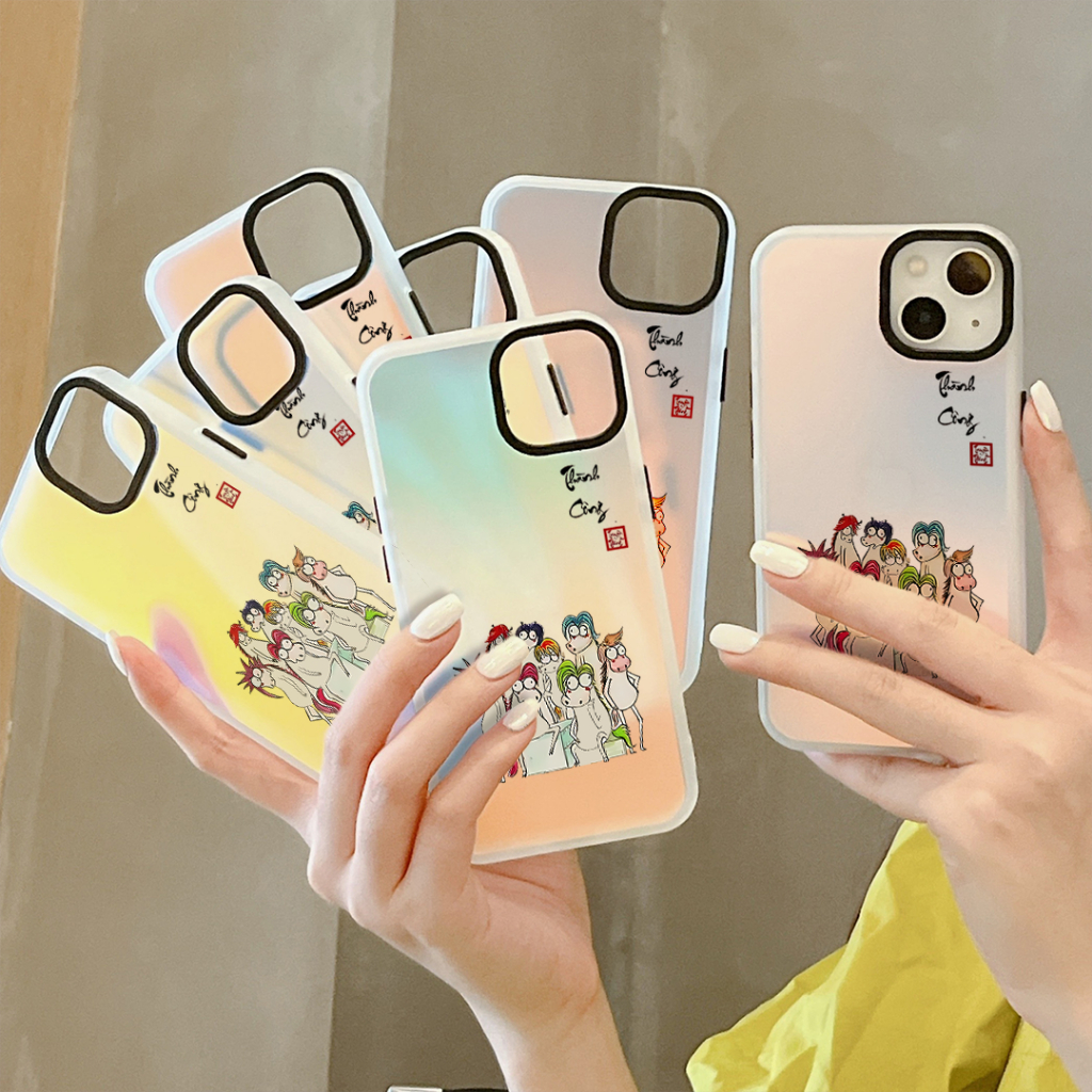 น่ารัก Horse Gradient Art iPhone สําหรับ iPhone Xsmax 11 12 13 14 15 16 Pro 17 Promax Dm9016