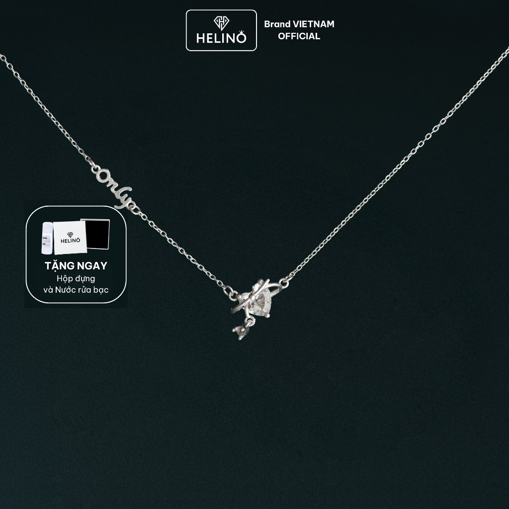 HELINO ONLY LOVE สร้อยคอเงินผู้หญิงหินหัวใจและประกาย S925 เงินสเตอร์ลิง Water Drop C62