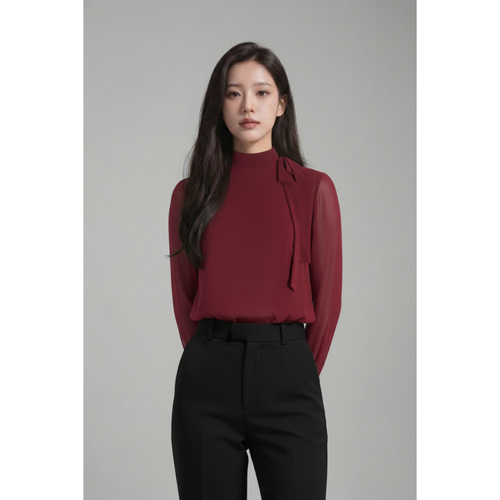 [0NLINE] เสื้อเบลาส์ผู้หญิง Format 10005748 โบว์ประดับ