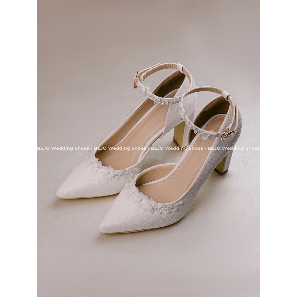 Bejo H88 รองเท้าแต่งงานสุดหรูดอกไม้ผ้าไหม