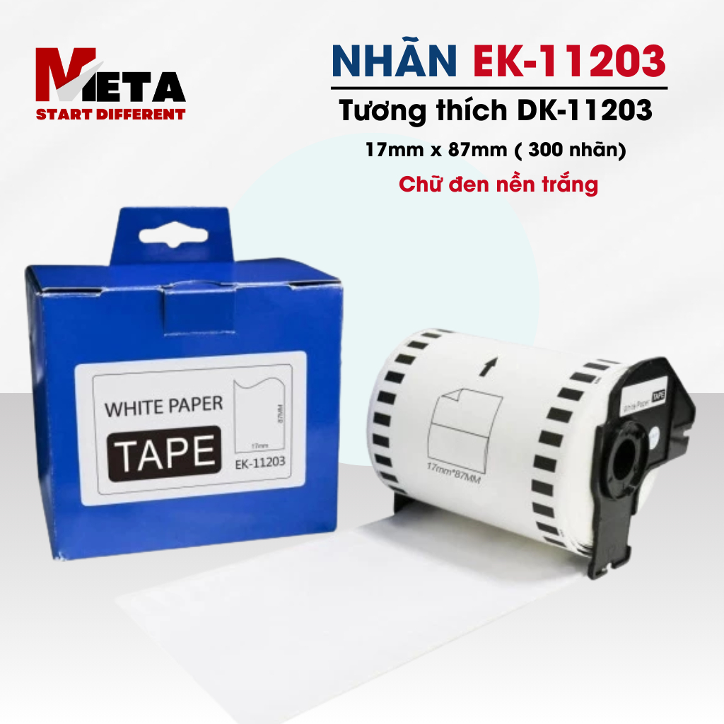 ป้ายพิมพ์ EK-11203 ขนาด 17mm x 87mm / ข้อความสีดําบนพื้นหลังสีขาว / เข้ากันได้กับป้าย Brother DK-112
