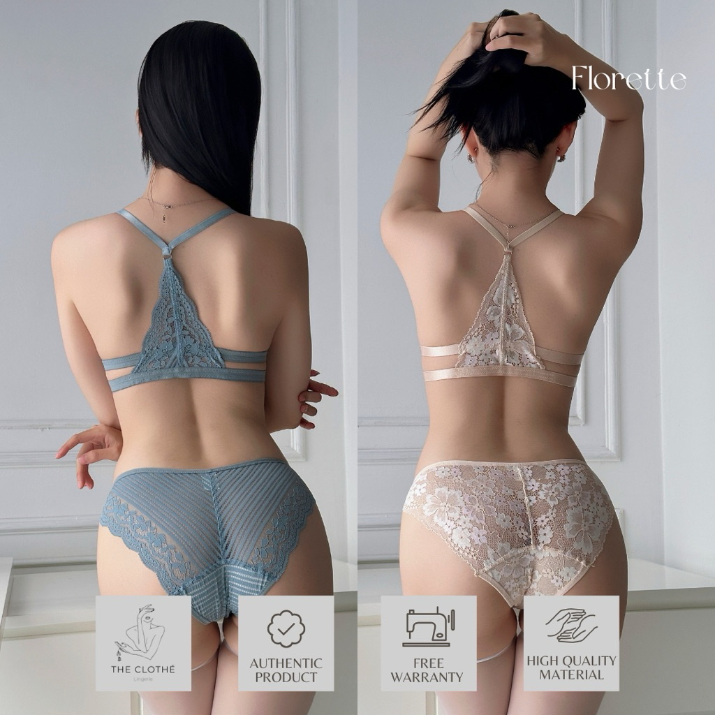 Bralette - ชุดชั้นในดีไซเนอร์ - Thin Foam Florette Set (ลูกไม้ใหม่)