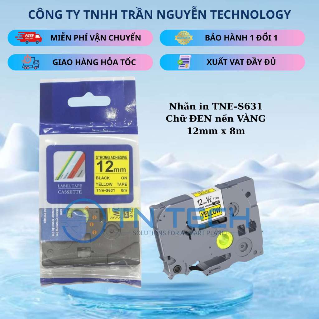 TNE-S631 Brother Printing Label - สีดําพื้นเหลือง 12mm x 8m