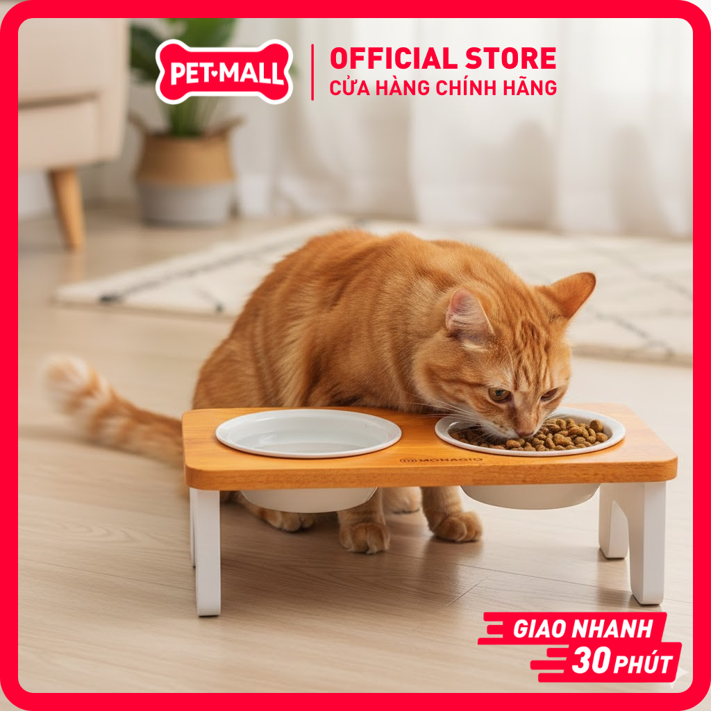 SONICE MONAGIO PET FEEDER DOUBLE TABLE, Anti-hunchback, 10 องศา Tilt Petmall
