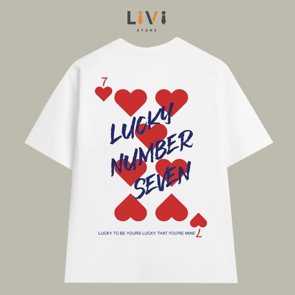 Lucky Number Seven Cotton เสื้อยืดทรงหลวม Unisex LIVI119 - Livi Store