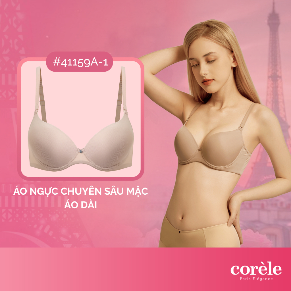 Corèle 41159A-1 บราผู้หญิงยกกระชับปานกลาง underwire หลัง 10 ซม. กระชับหน้าท้อง เฉพาะใส่ ao dai - มาต