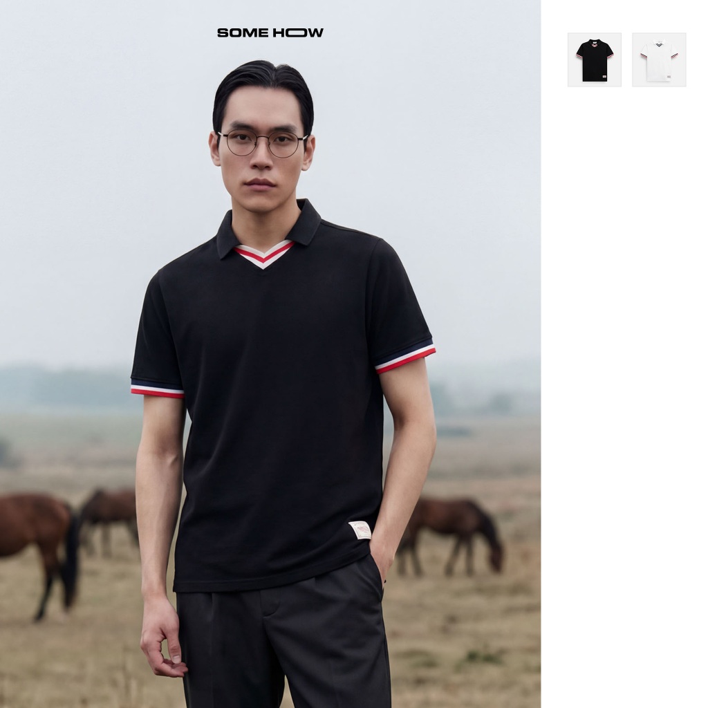 [ใหม่1] เสื้อโปโลทรงเข้ารูปพร้อมคอเต่าและผ้าจระเข้ผ้าฝ้าย 4 ทางสบาย PL0217 SOME HOW STORE