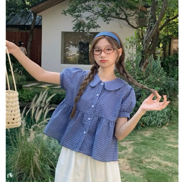 เสื้อเชิ้ตผู้หญิงคอปกระบาย babydoll หรูหราใหม่ SMR40