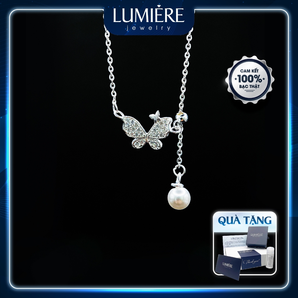 สร้อยคอผีเสื้อเงิน 925 พร้อมหินและไข่มุก Lumière Jewelry – Feminine, Gentle | DCN06