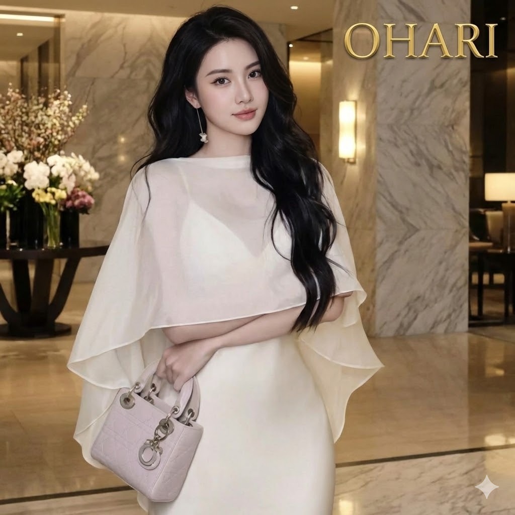 เสื้อคลุมผ้าชีฟองตัวยาวสุดหรูผ้าพันคอไหมใส่ได้หลายสไตล์ โอ้รี เสื้อผ้า