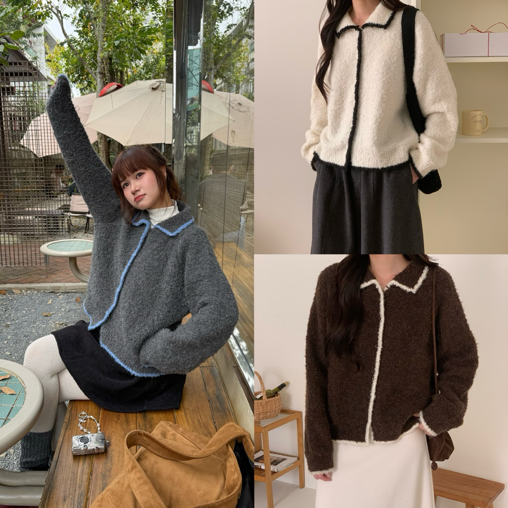 NUTCLOOT - เสื้อสเวตเตอร์กระดุมคอปกเปิดลง 113_A2559