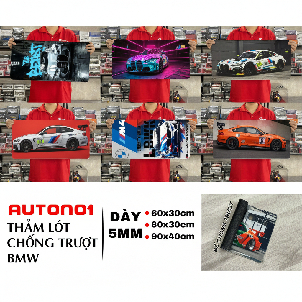 Accessories แผ่นกันลื่นธีม BMW supercar ขนาด 30x60cm Autono1
