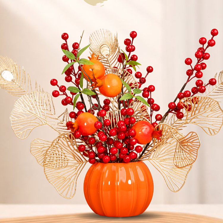 EXTREMELY BEAUTIFUL DECORATIVE PUMPKIN PORCELAIN หม้อสําหรับดอกไม้ - กระถางดอกไม้ขนาดเล็กสําหรับTABL