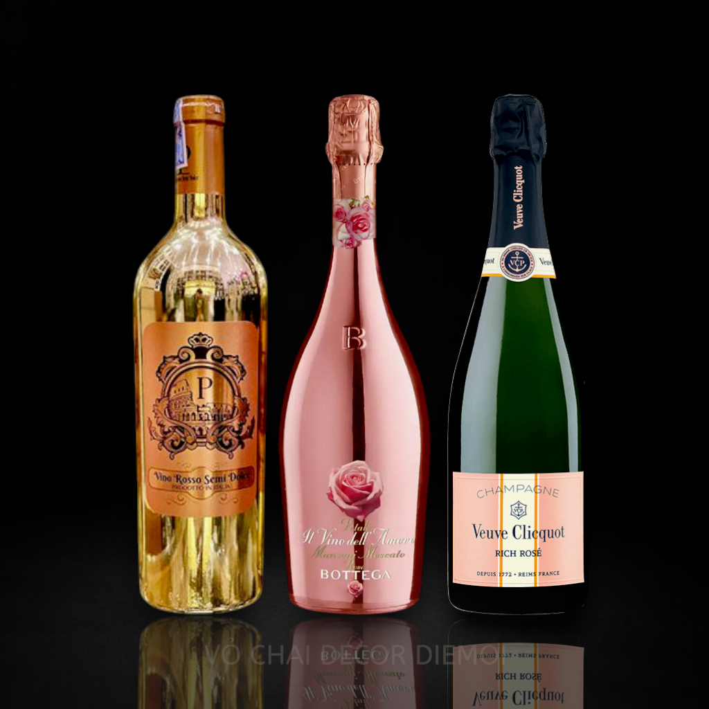 [ DIEMOI ] คอมโบขวดไวน์หวานและแชมเปญ 3 ขวด – Veuve Clicquot, Bottega & Luxury P Vino Rosso