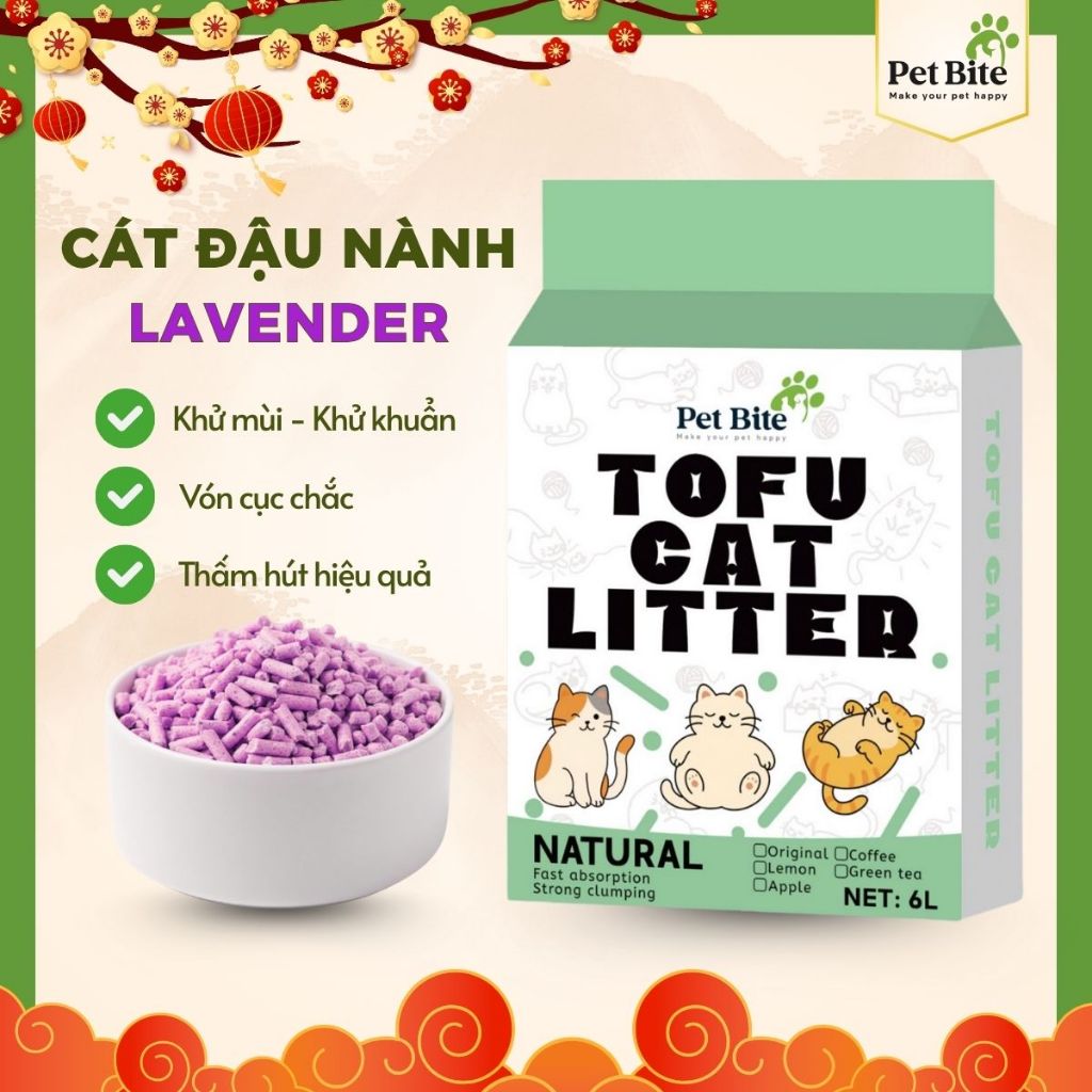 [ลาเวนเดอร์] Petbite SOY Lavender CAT CAT CAT 6L/12L Super Clumping, Deodorizing, Tofu Cat Litter