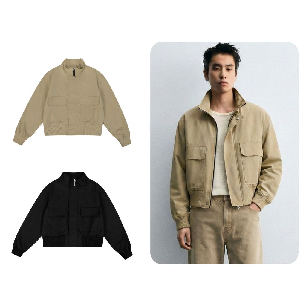 ODIN CLUB Spark Jacket แบบกล่อง เสื้อแจ็คเก็ตสําหรับผู้ชายและผู้หญิง ผ้าสีกากีเข้ารูป