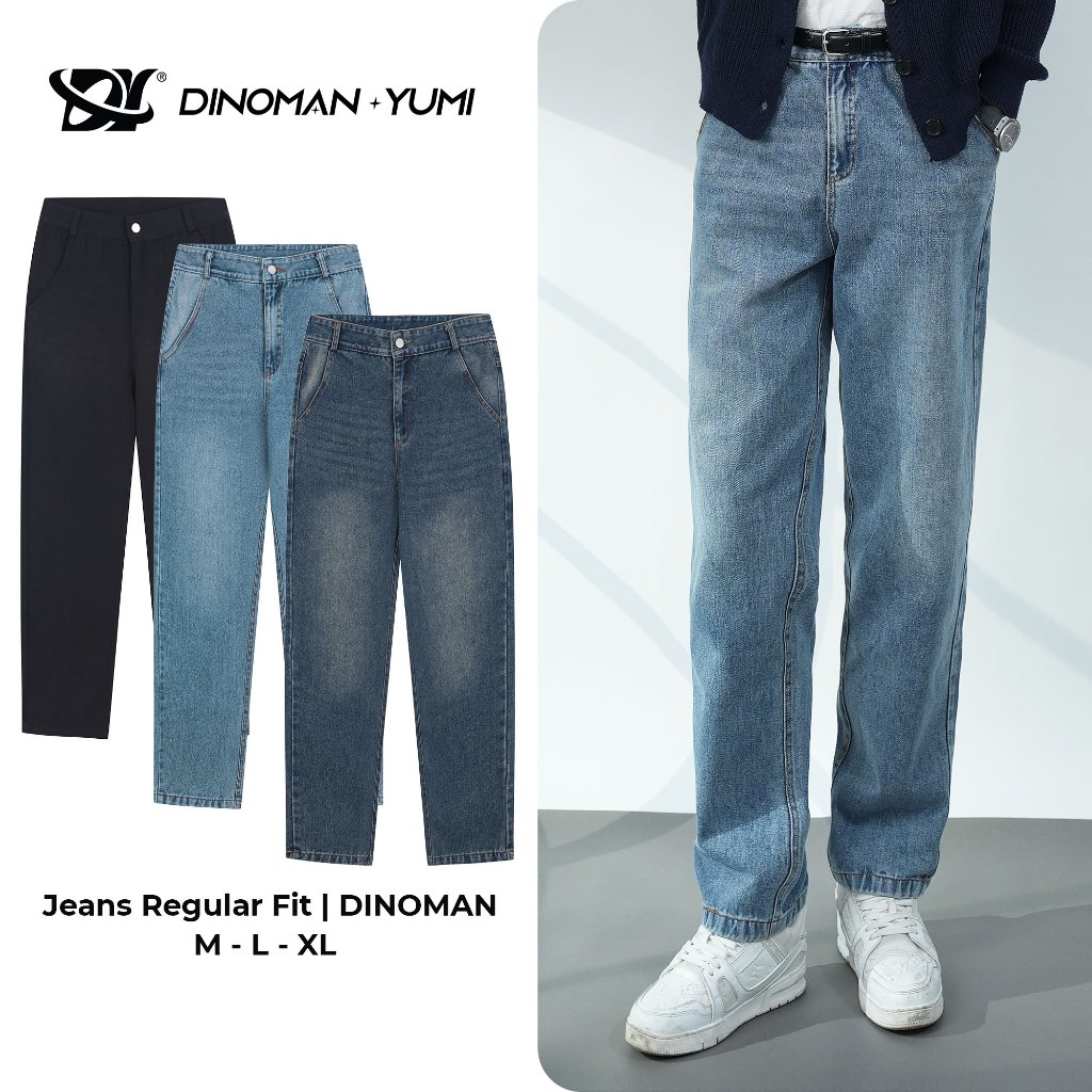 DINOMAN Regular Jeans Soft Straight-Leg Jeans Hack Easy-to-Coordinate Youthful Dynamic Shape QDS010